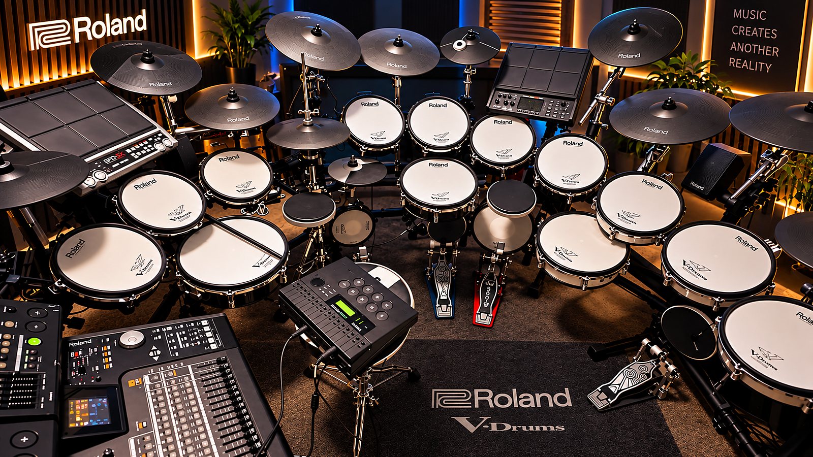 Studio D: Roland V-Drums Hybridset mit Pads, Becken und Mischkonsole
